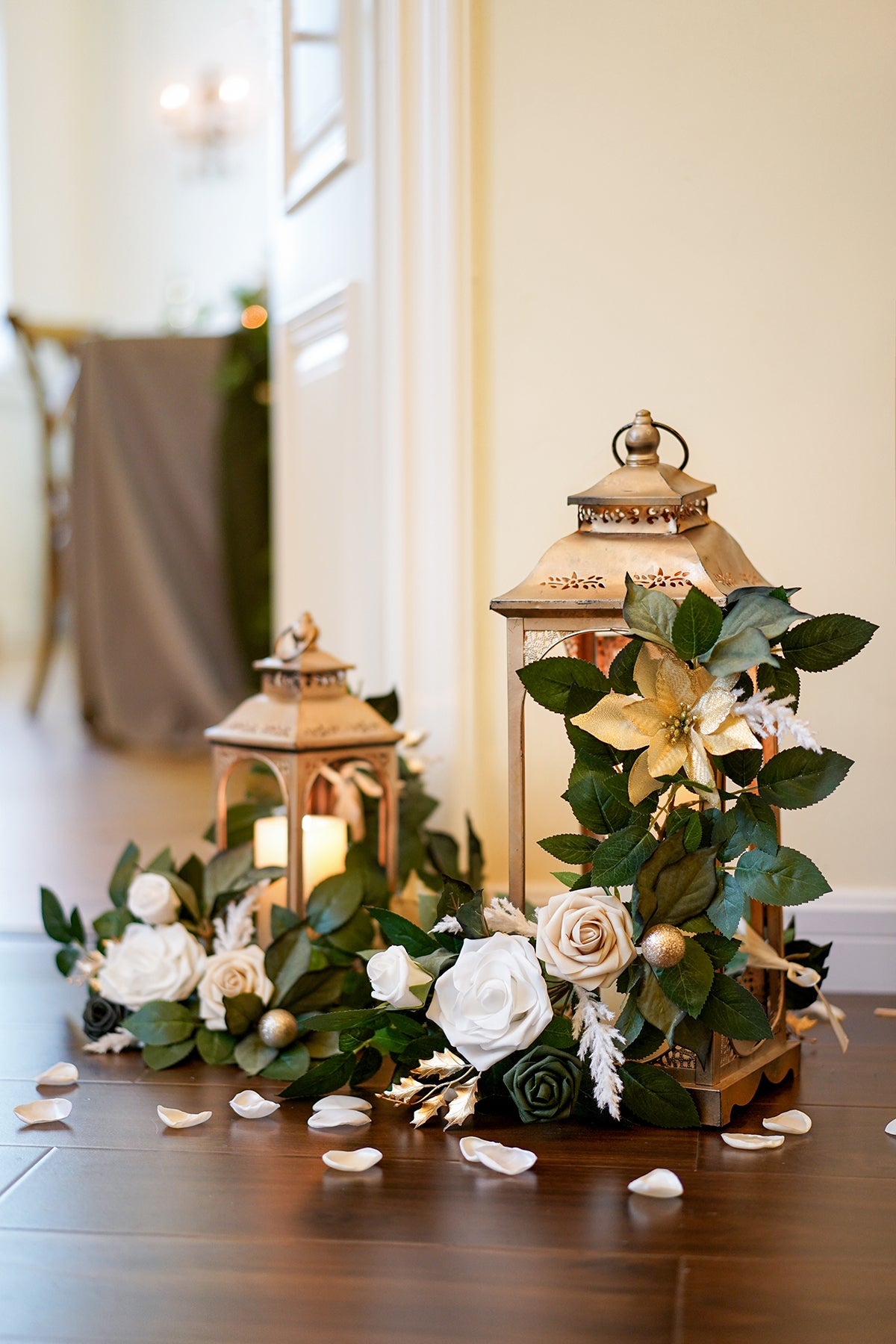 2ft Flower Garlands in Champagne Christmas | Clearance