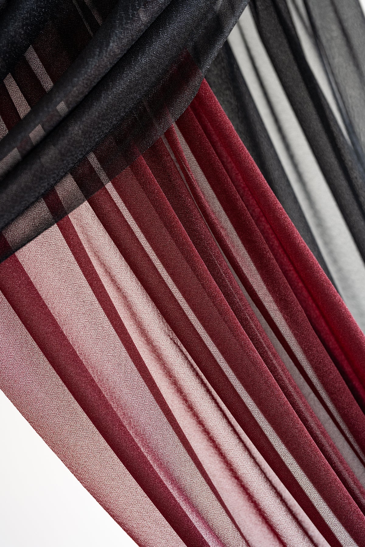 Flower Arch Decor with Drapes in Moody Burgundy & Black