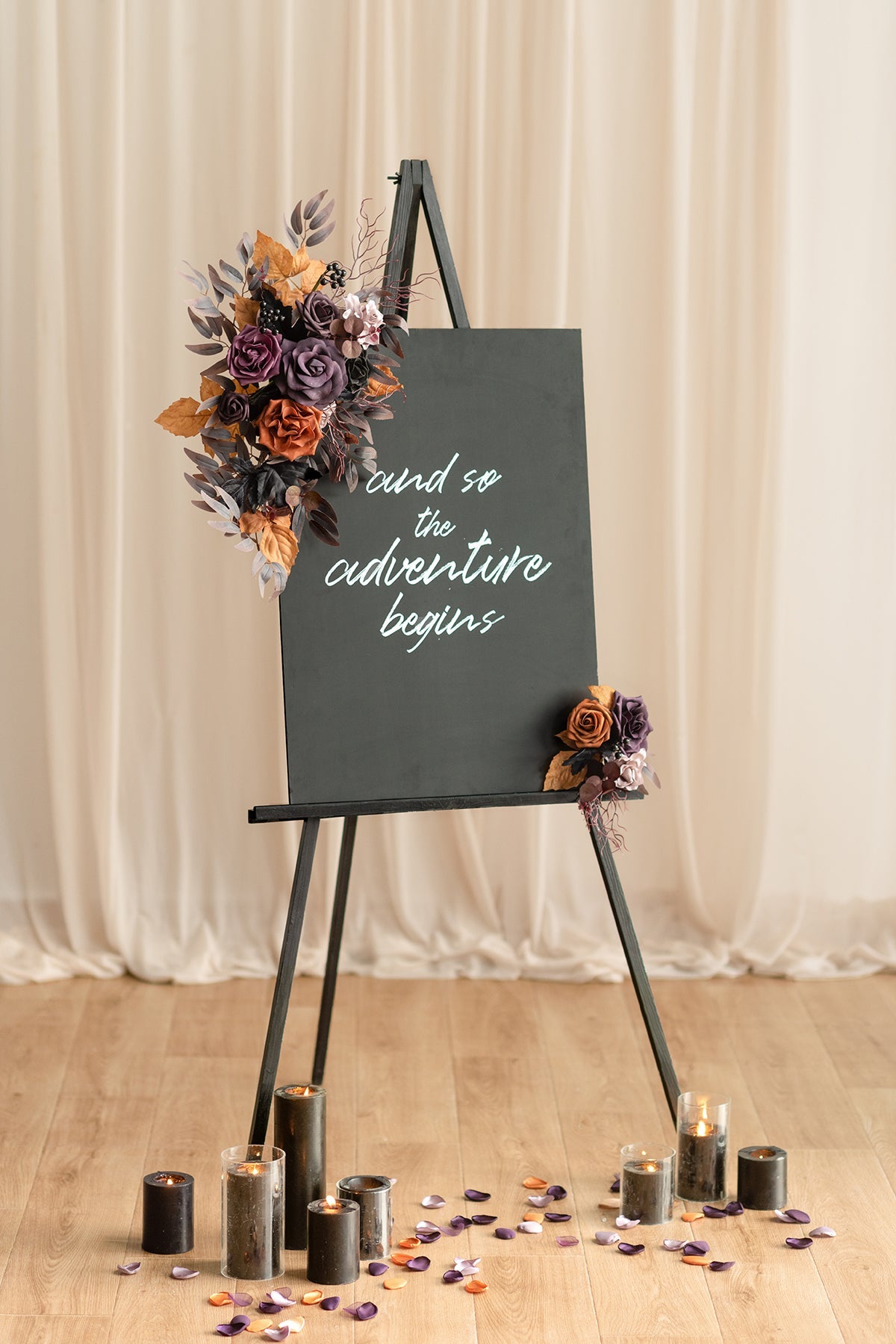 Combo Set Flower Sign Decor in Twilight Purple & Harvest Orange