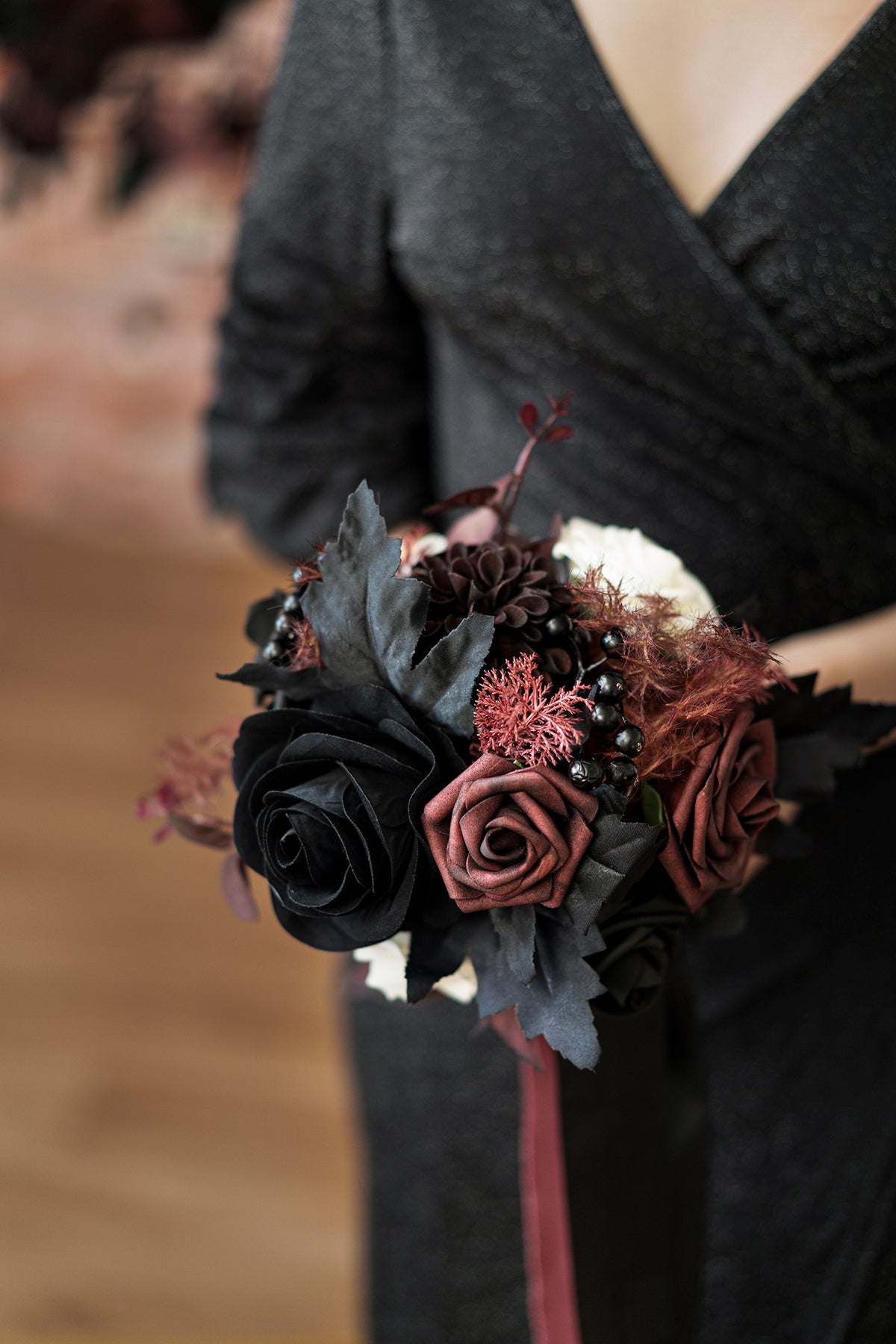 Additional Flower Decorations in Moody Burgundy & Black