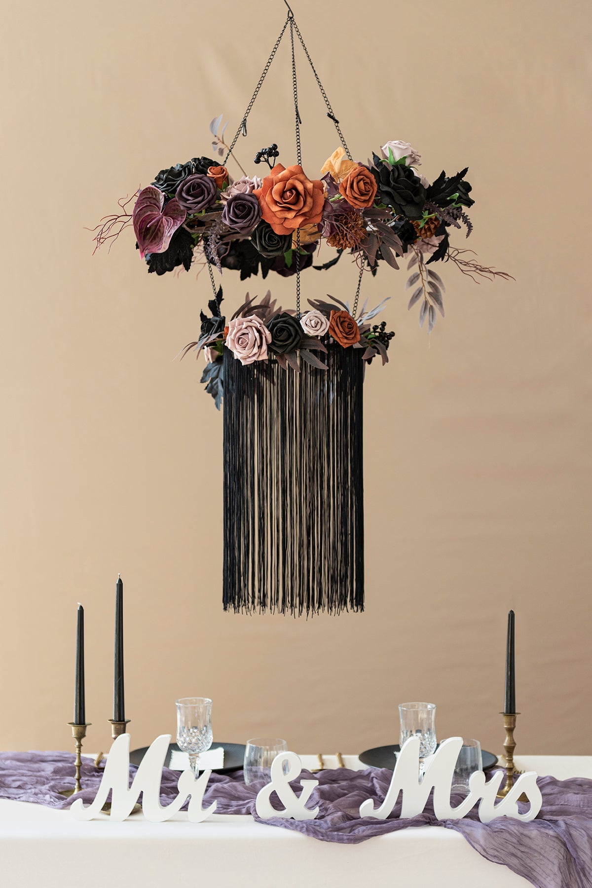 Floral Chandelier Decor Set in Twilight Purple & Harvest Orange