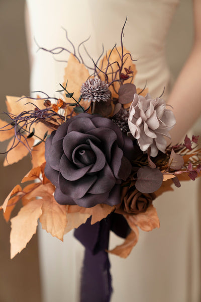 Bridesmaid Posy in Twilight Purple & Harvest Orange | Clearance