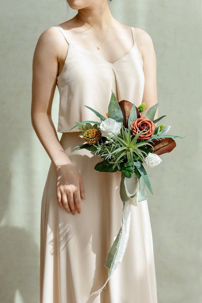 Bridesmaid Posy in Orange & Olive Green | Clearance