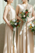 Bridesmaid Posy in Orange & Olive Green | Clearance