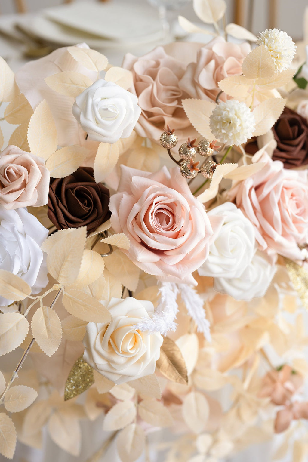 Sweetheart Table Floral Swags in White & Beige