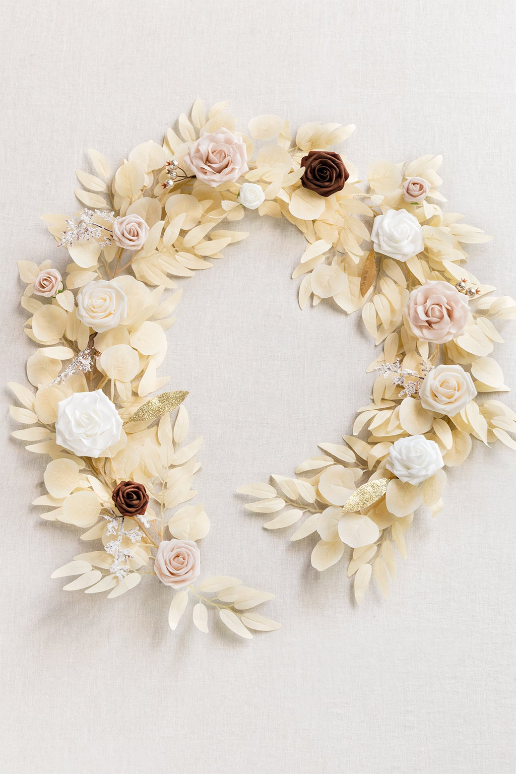 5ft Rose Leaf Flower Garland in White & Beige