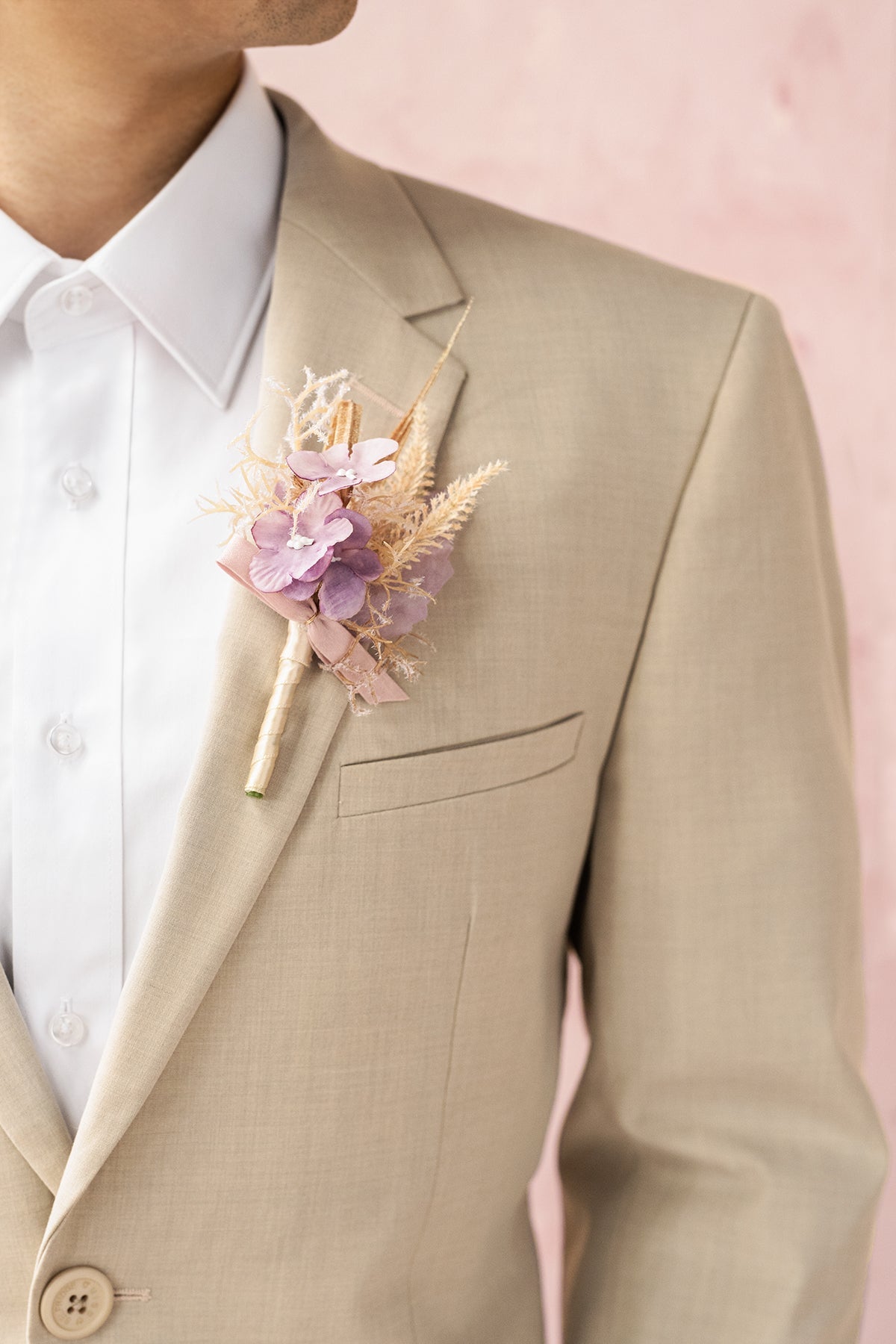 Flash Sale | Boutonnieres for Guests in Lavender Aster & Burnt Orange