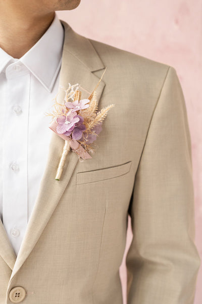 Flash Sale | Boutonnieres for Guests in Lavender Aster & Burnt Orange