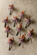 Flash Sale | Boutonnieres for Guests in Twilight Purple & Harvest Orange | Clearance