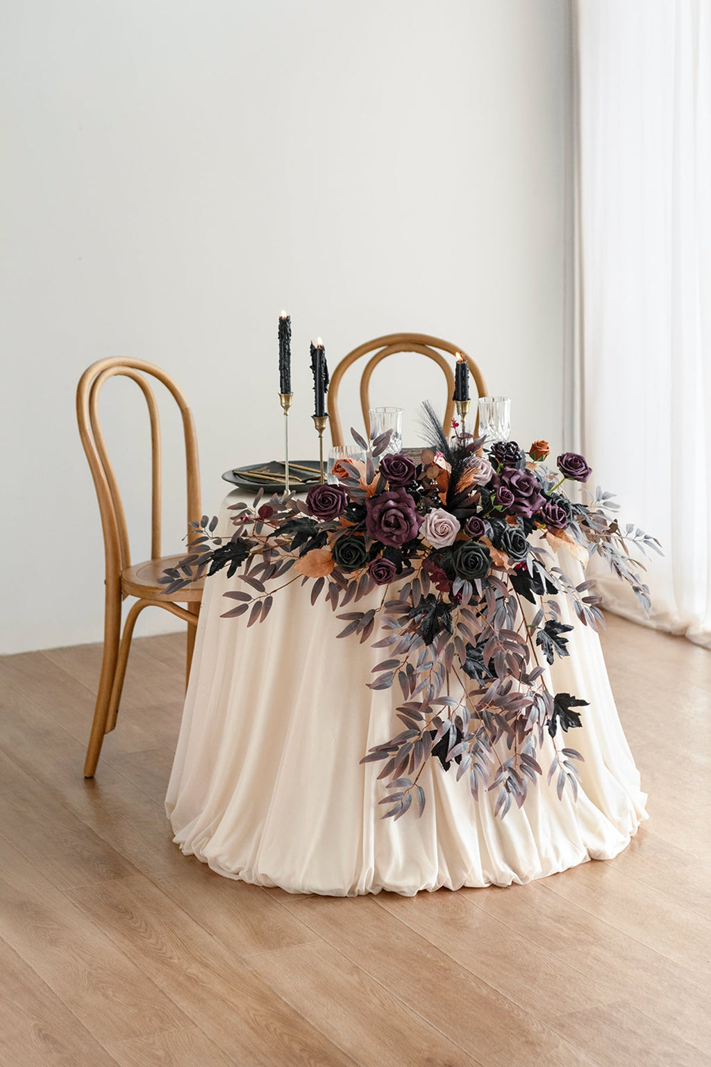 Sweetheart Table Floral Swags in Twilight Purple & Harvest Orange | Clearance
