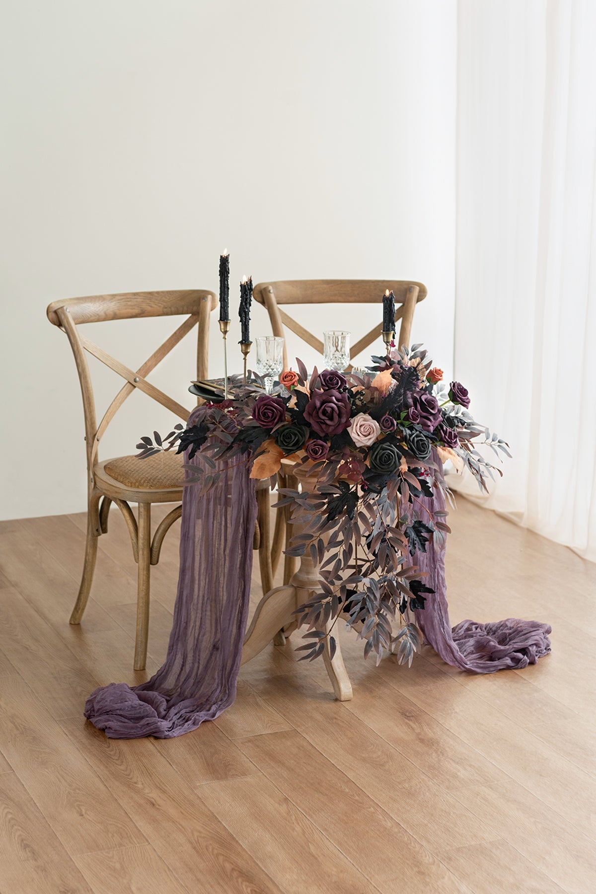 Sweetheart Table Floral Swags in Twilight Purple & Harvest Orange | Clearance