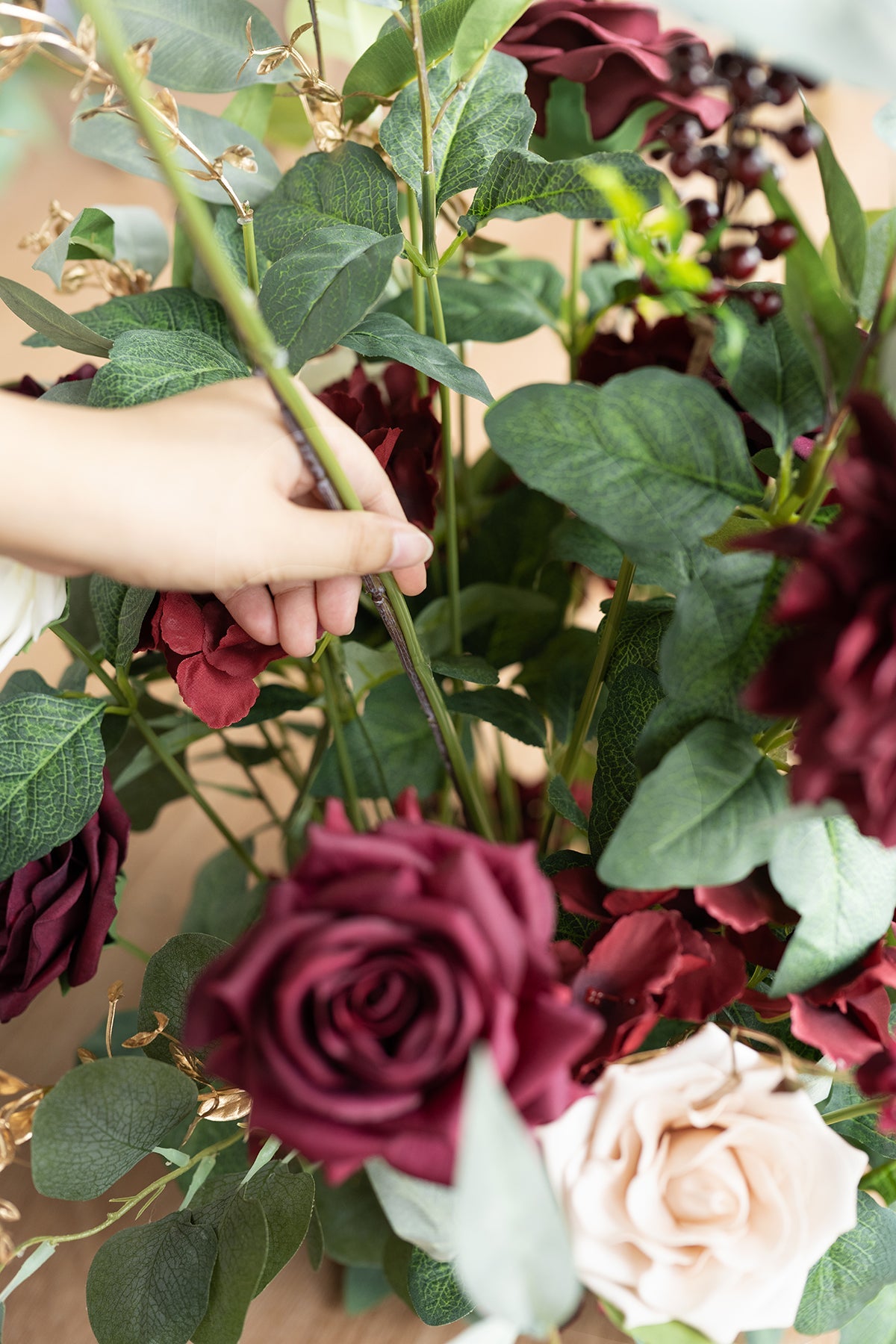 Altar Decor Free-Standing Flowers in Romantic Marsala