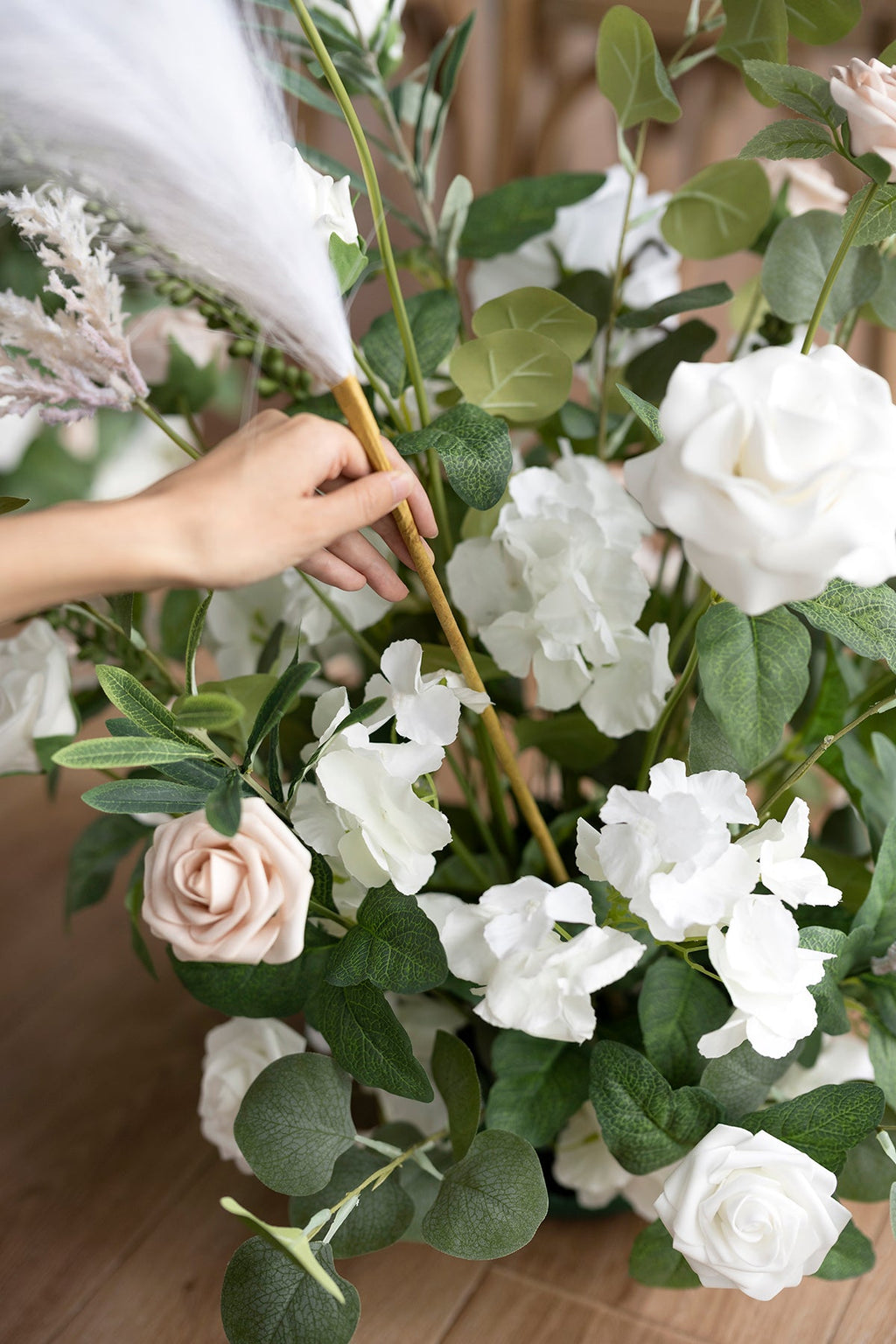 Altar Decor Free-Standing Flowers in White & Sage
