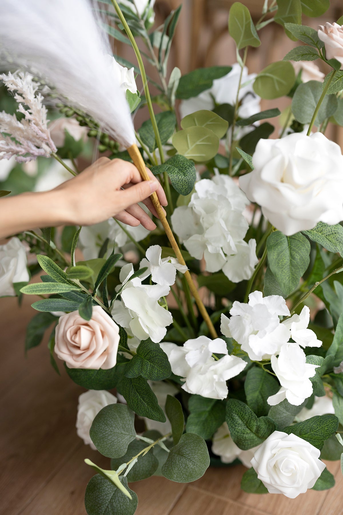 Altar Decor Free-Standing Flowers in White & Sage
