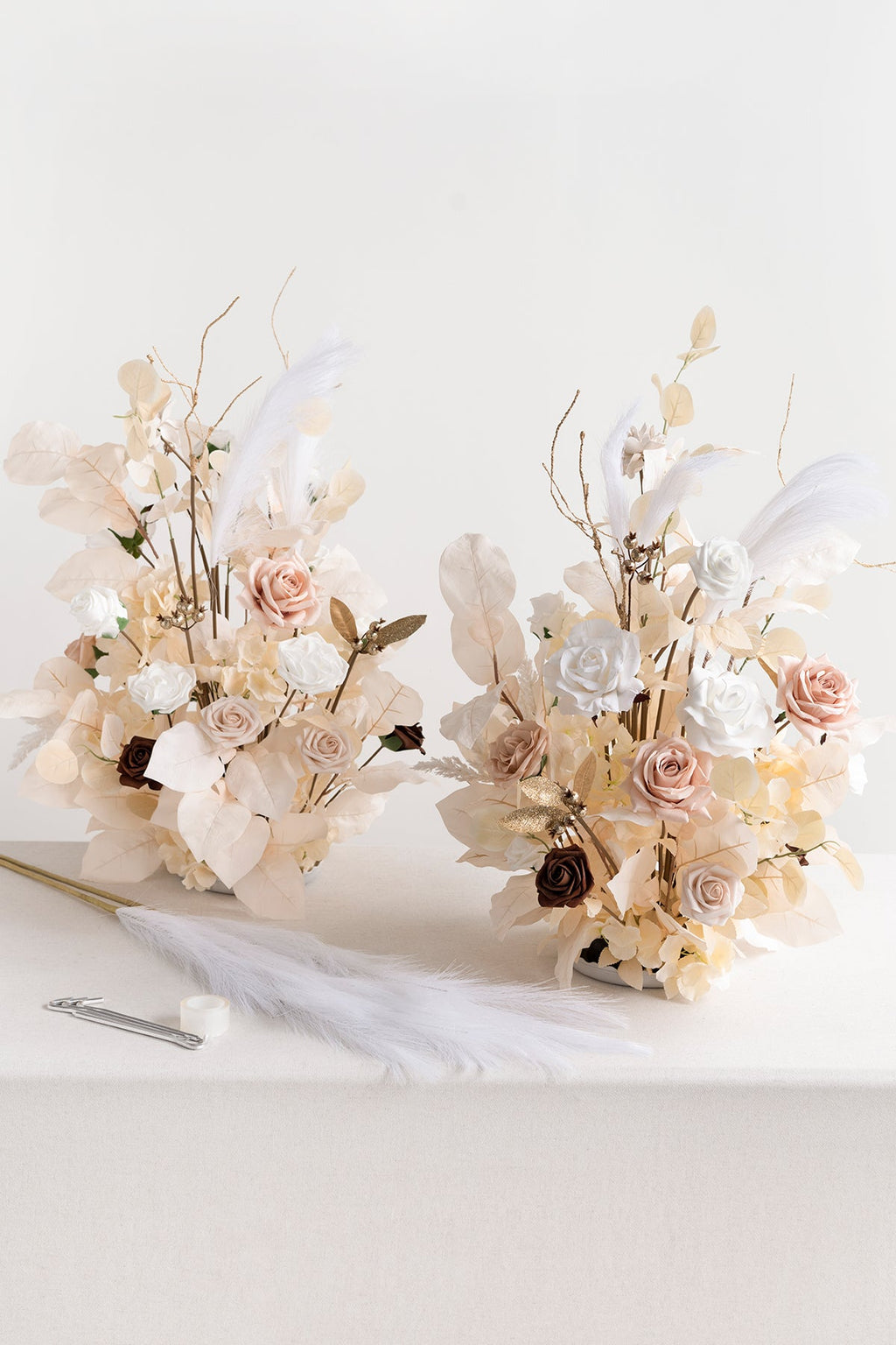 Altar Decor Free-Standing Flowers in White & Beige | Clearance
