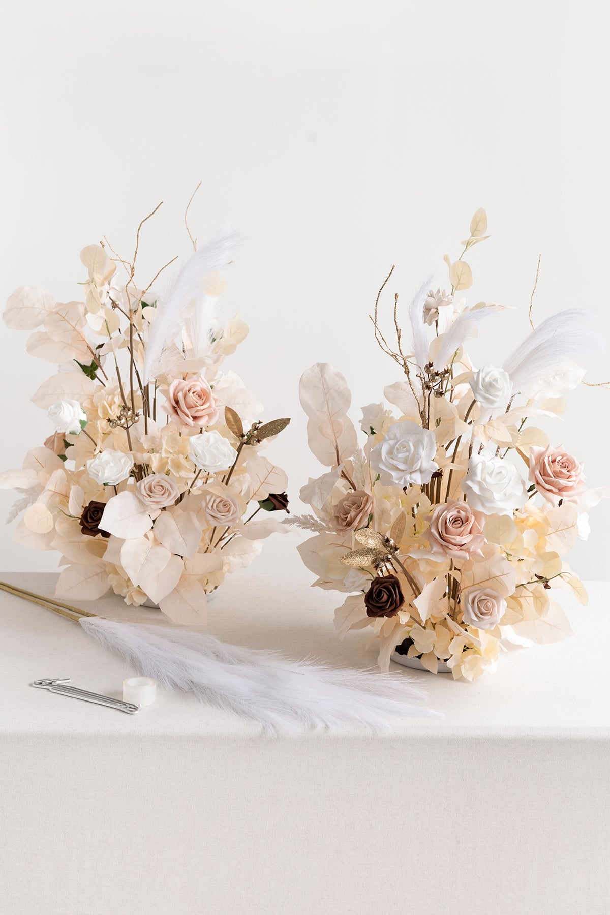 Altar Decor Free-Standing Flowers in White & Beige | Clearance