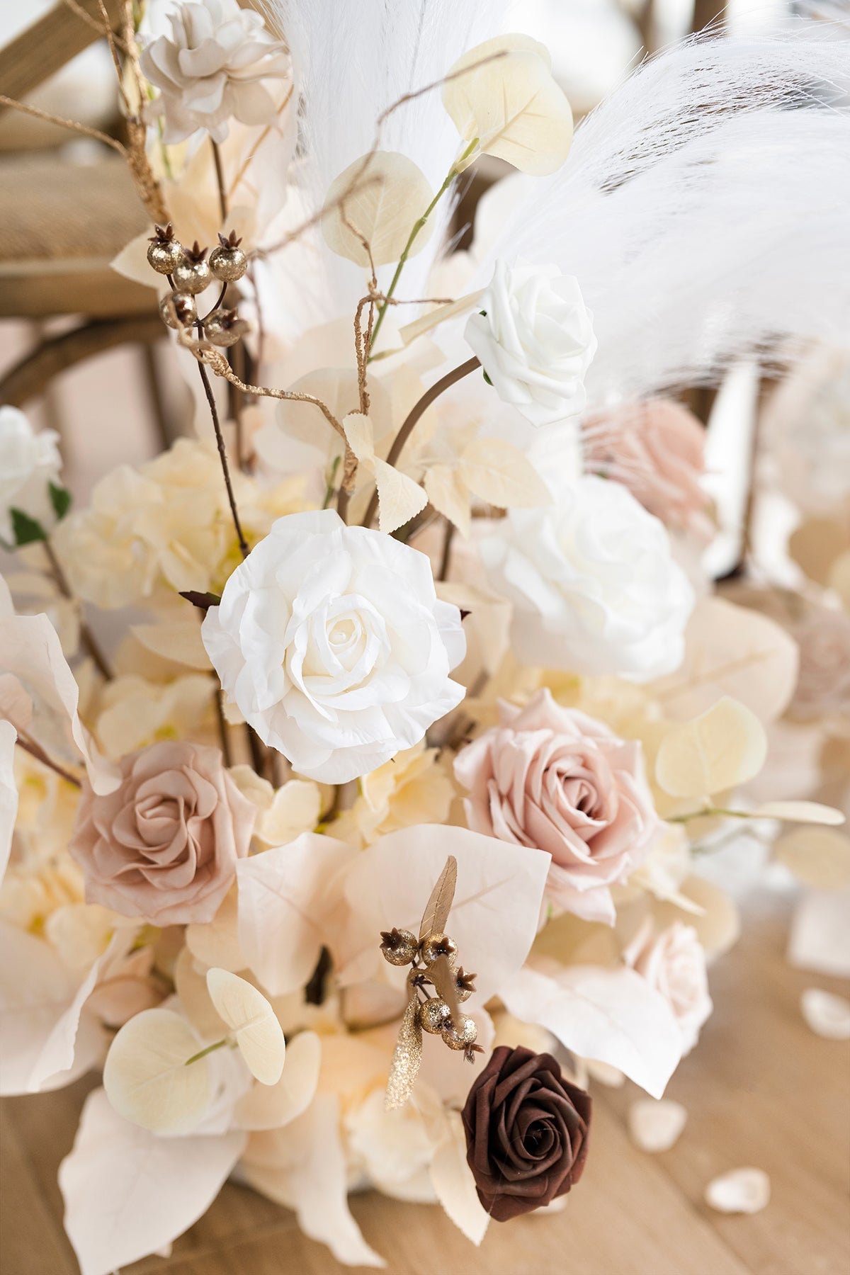 Altar Decor Free-Standing Flowers in White & Beige | Clearance