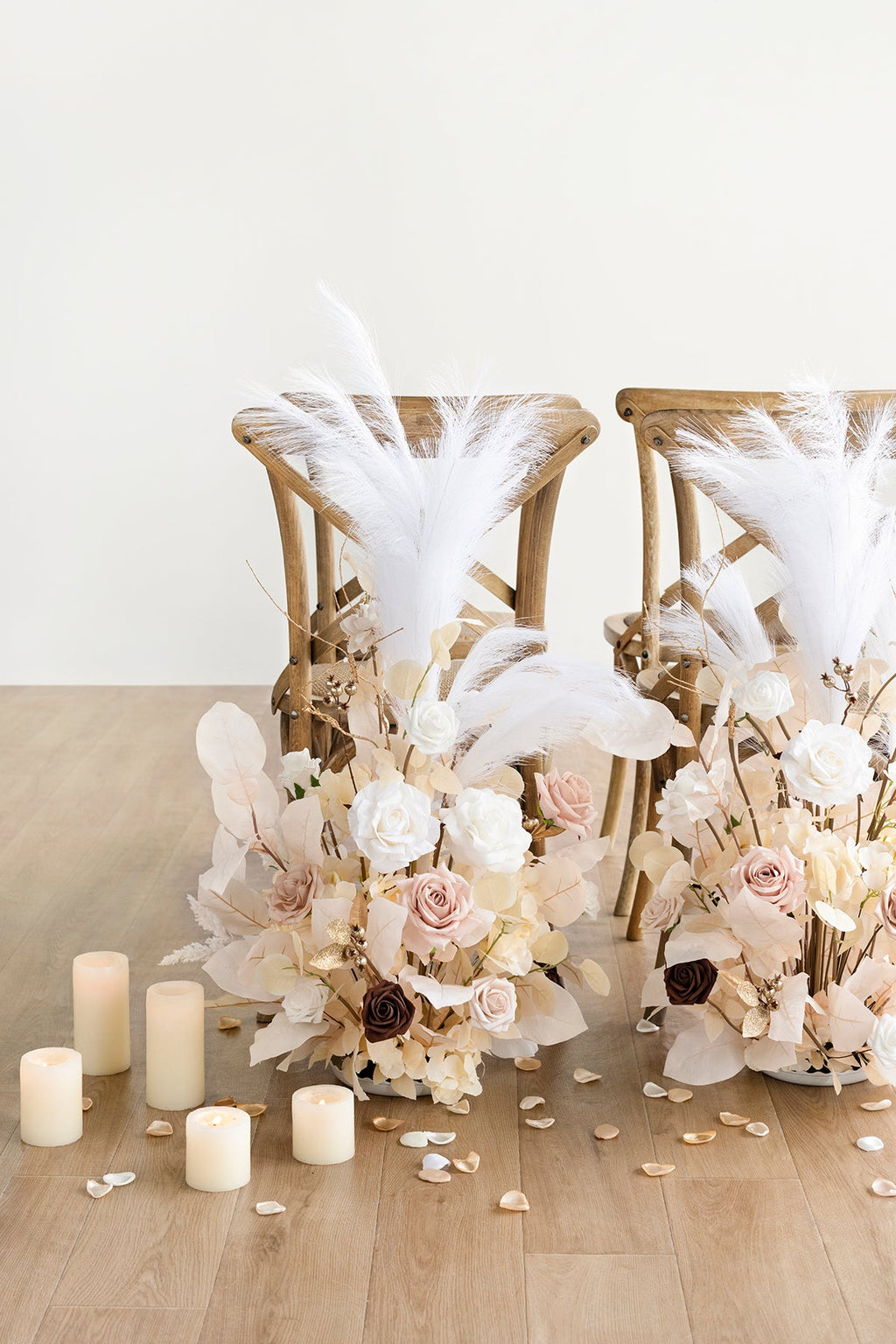Altar Decor Free-Standing Flowers in White & Beige | Clearance