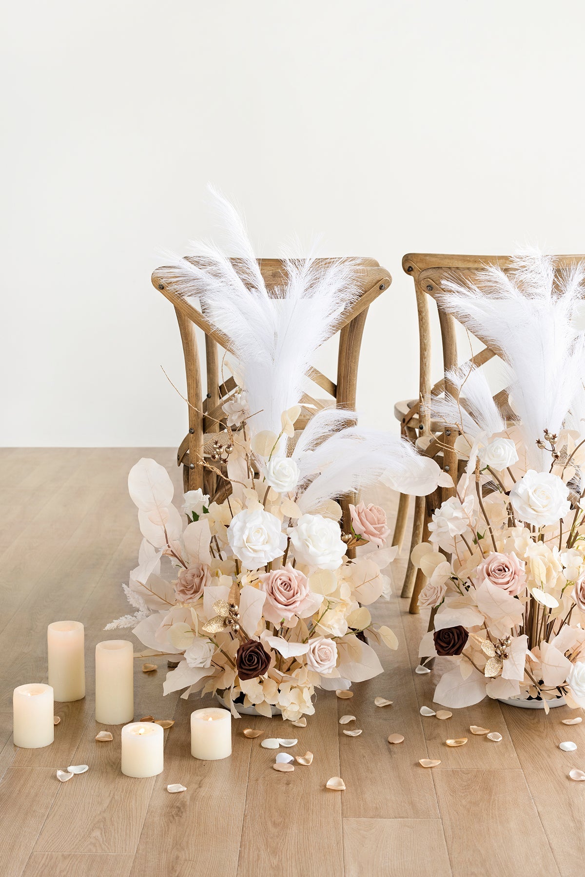 Altar Decor Free-Standing Flowers in White & Beige | Clearance