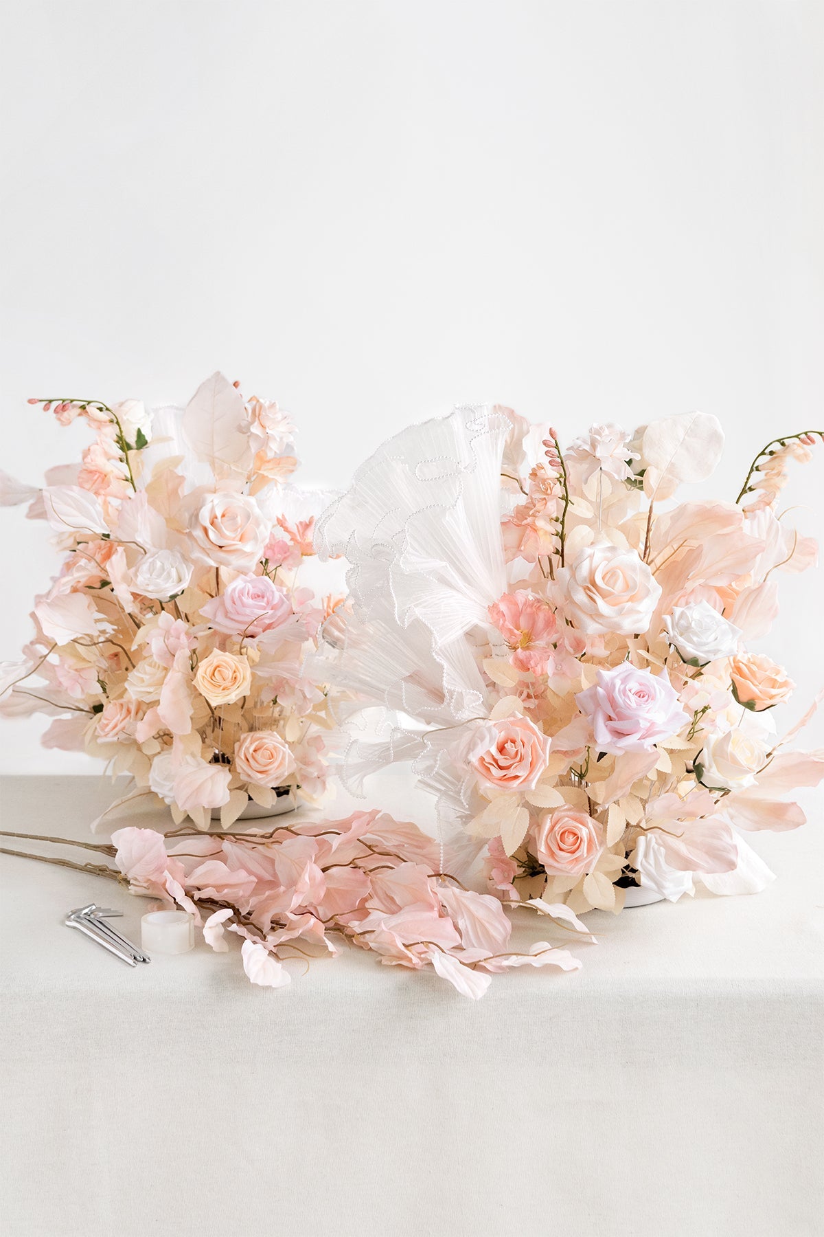 Altar Decor Free-Standing Flowers in Glowing Blush & Pearl