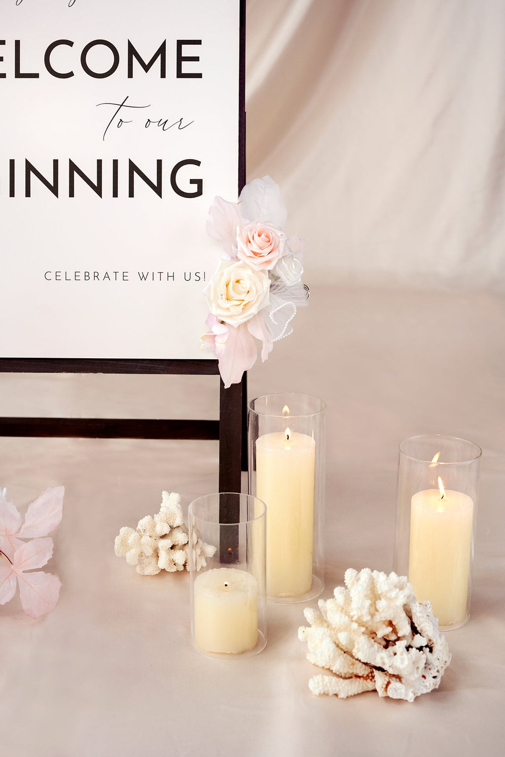 Combo Set Flower Sign Decor in Glowing Blush & Pearl | Clearance
