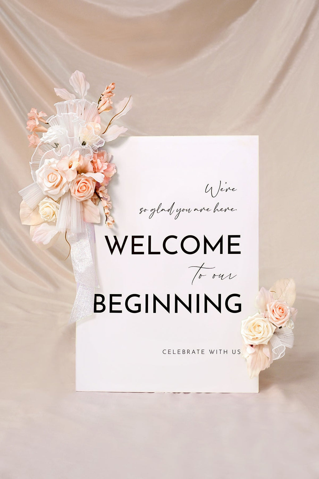 Combo Set Flower Sign Decor in Glowing Blush & Pearl | Clearance