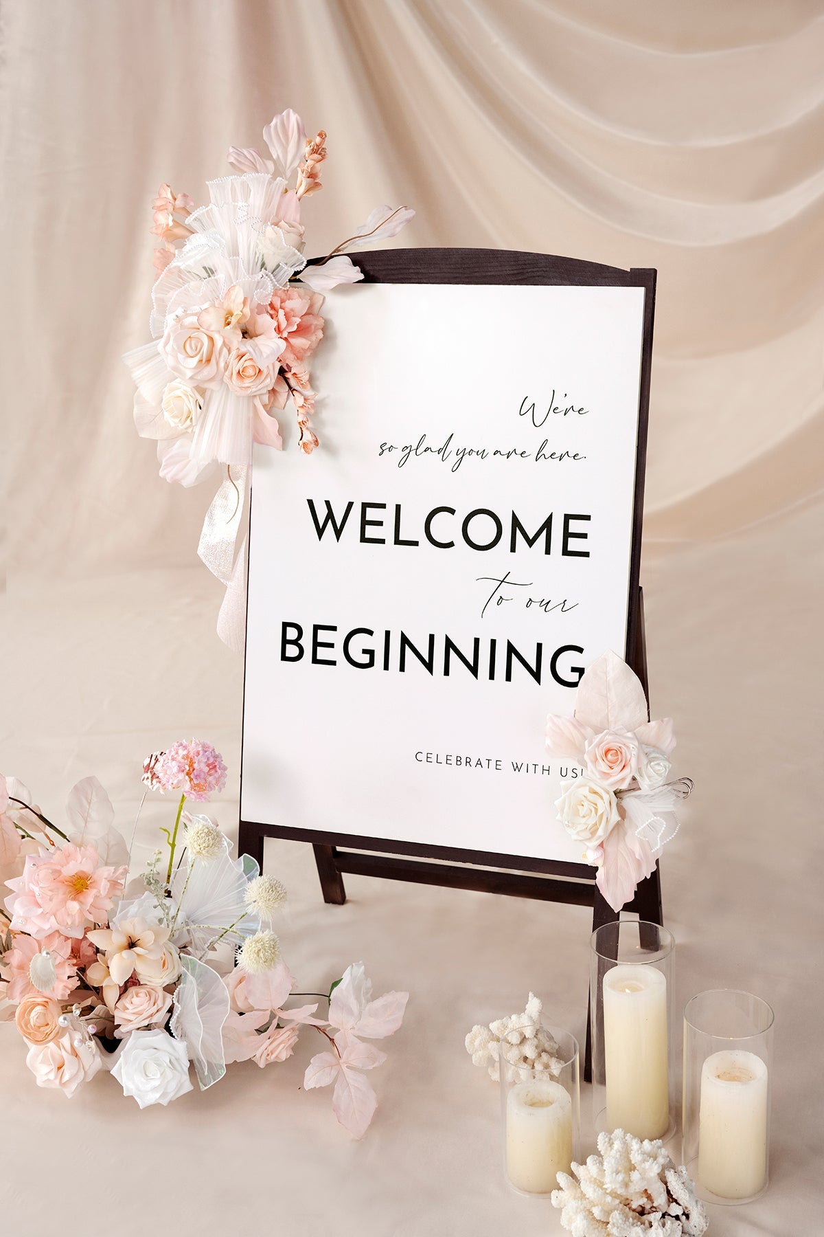 Combo Set Flower Sign Decor in Glowing Blush & Pearl | Clearance