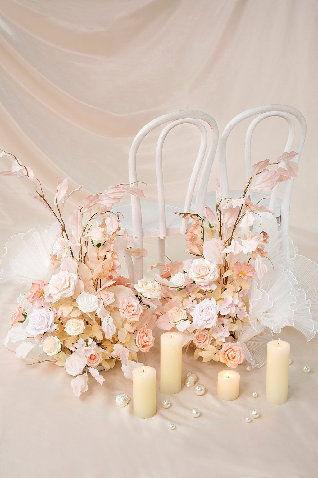 Altar Decor Free-Standing Flowers in Glowing Blush & Pearl