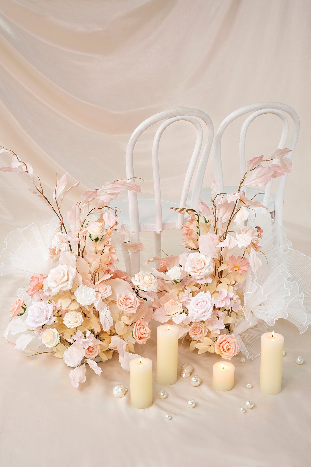 Altar Decor Free-Standing Flowers in Glowing Blush & Pearl