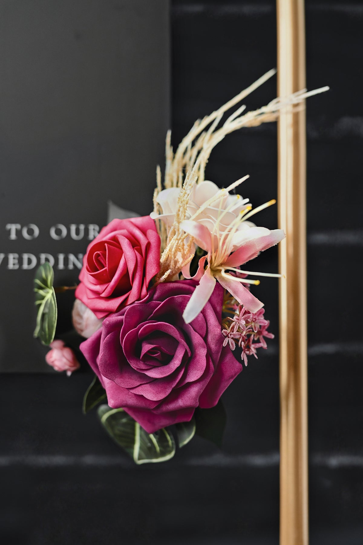 Combo Set Flower Sign Decor in Valentine Magenta | Clearance