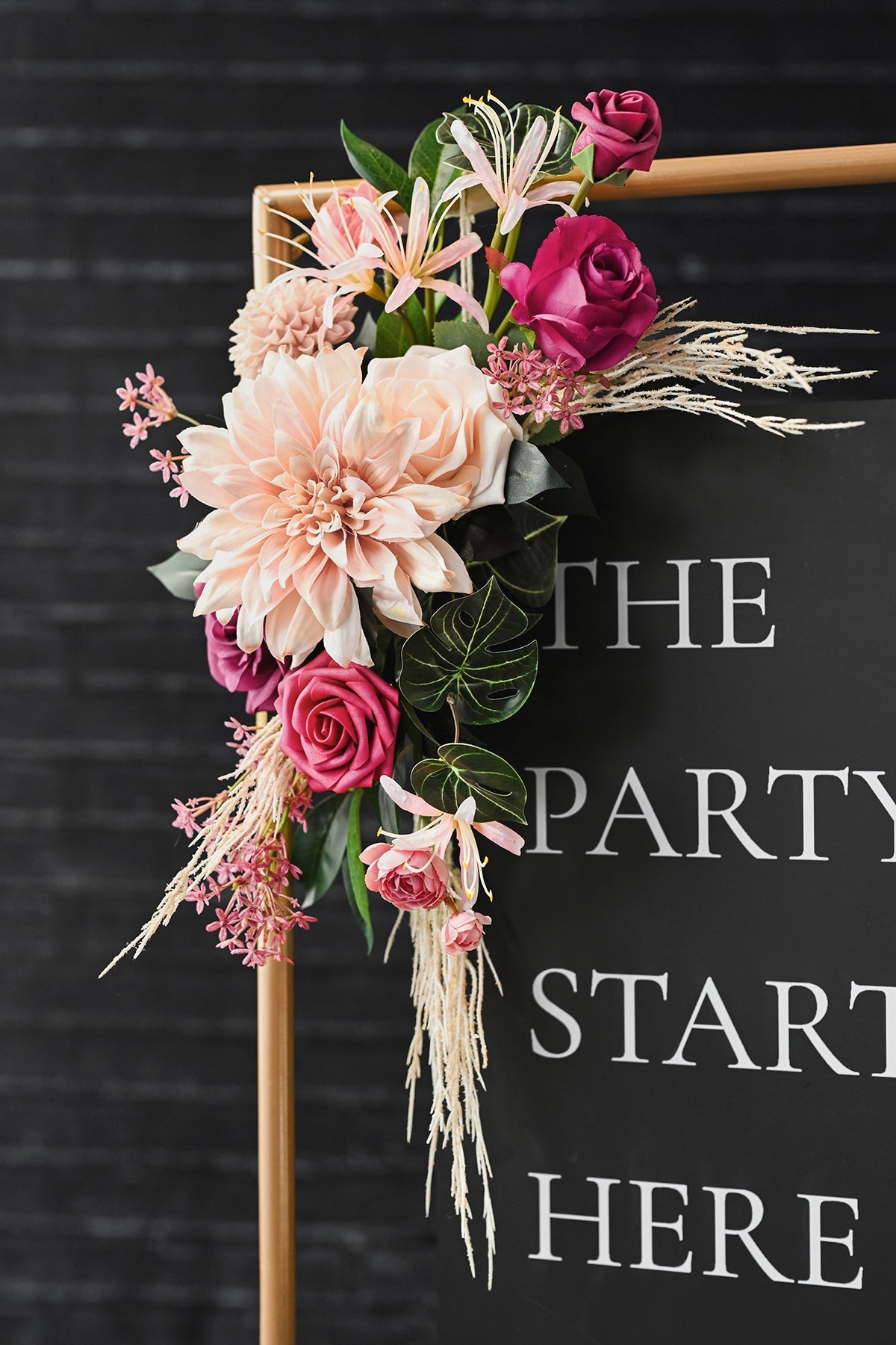 Combo Set Flower Sign Decor in Valentine Magenta | Clearance