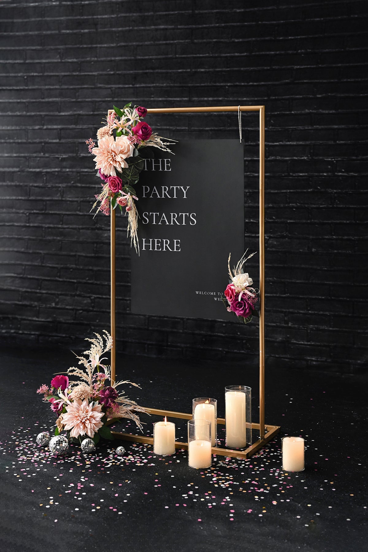Combo Set Flower Sign Decor in Valentine Magenta | Clearance