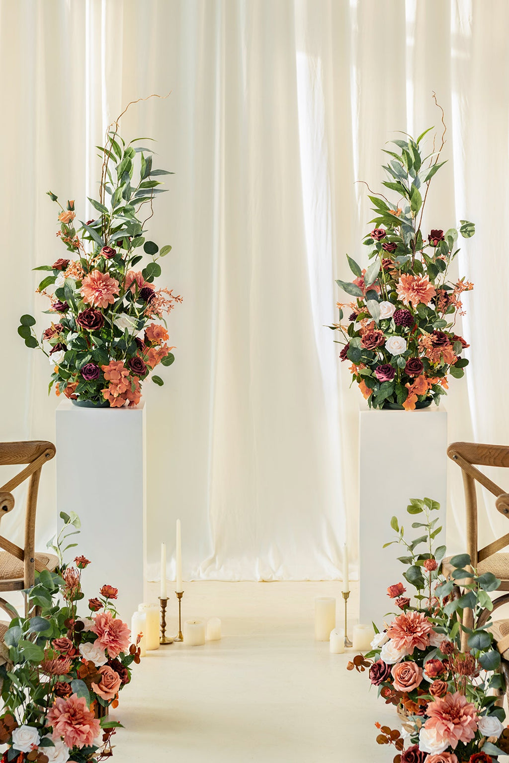 Altar Decor Free-Standing Flowers in Sunset Terracotta