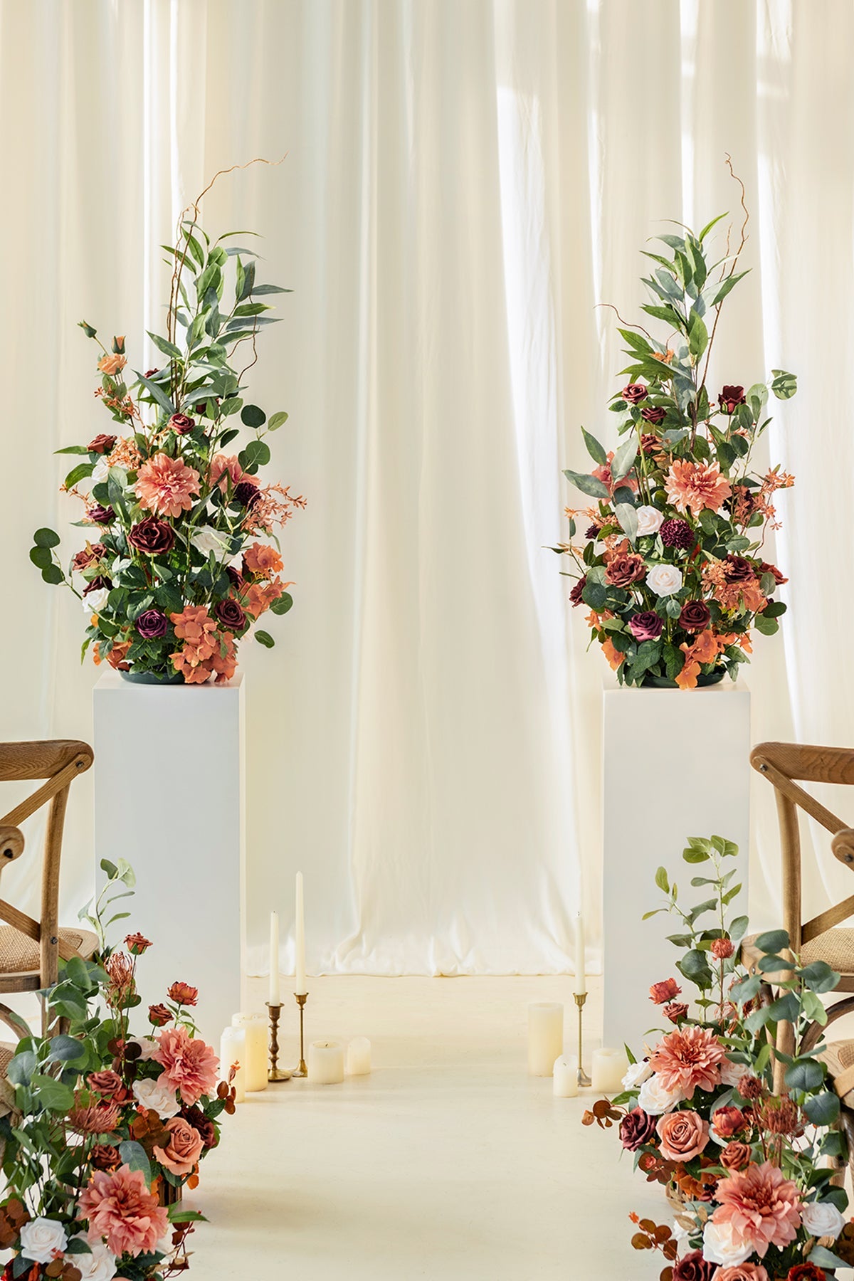 Altar Decor Free-Standing Flowers in Sunset Terracotta