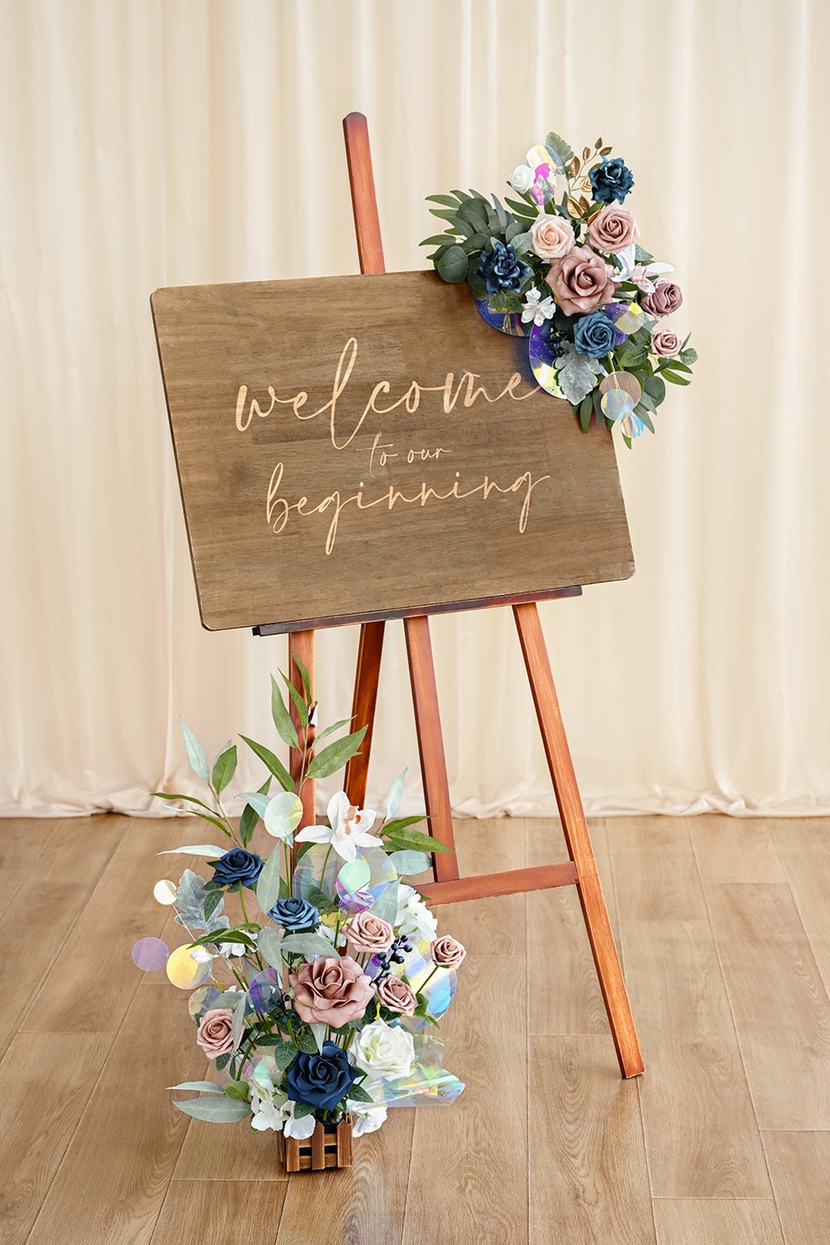 Deluxe Combo Set Flower Sign Decor in Dusty Rose & Navy