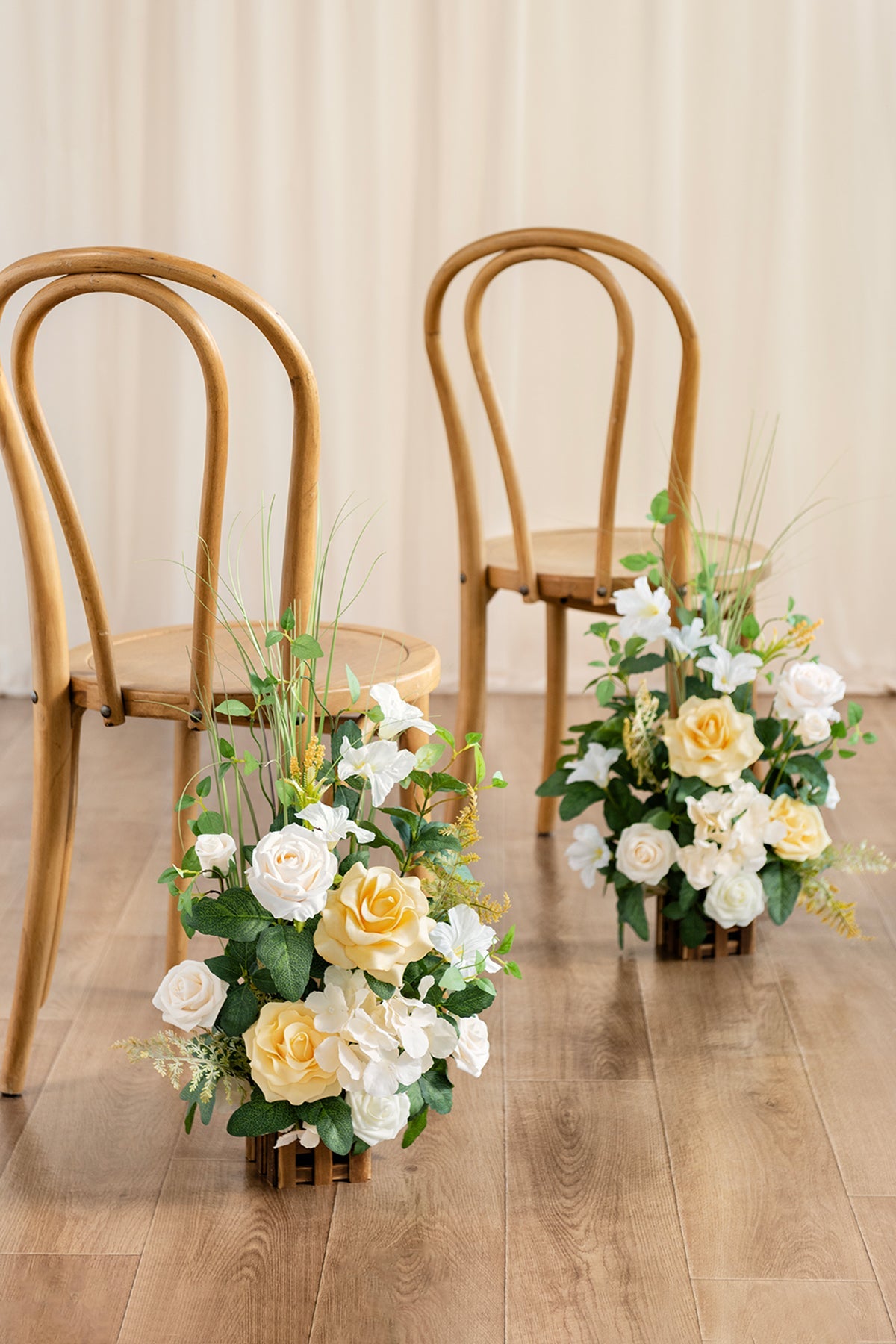 Wedding Aisle Runner Flower Arrangement in Lemonade Yellow