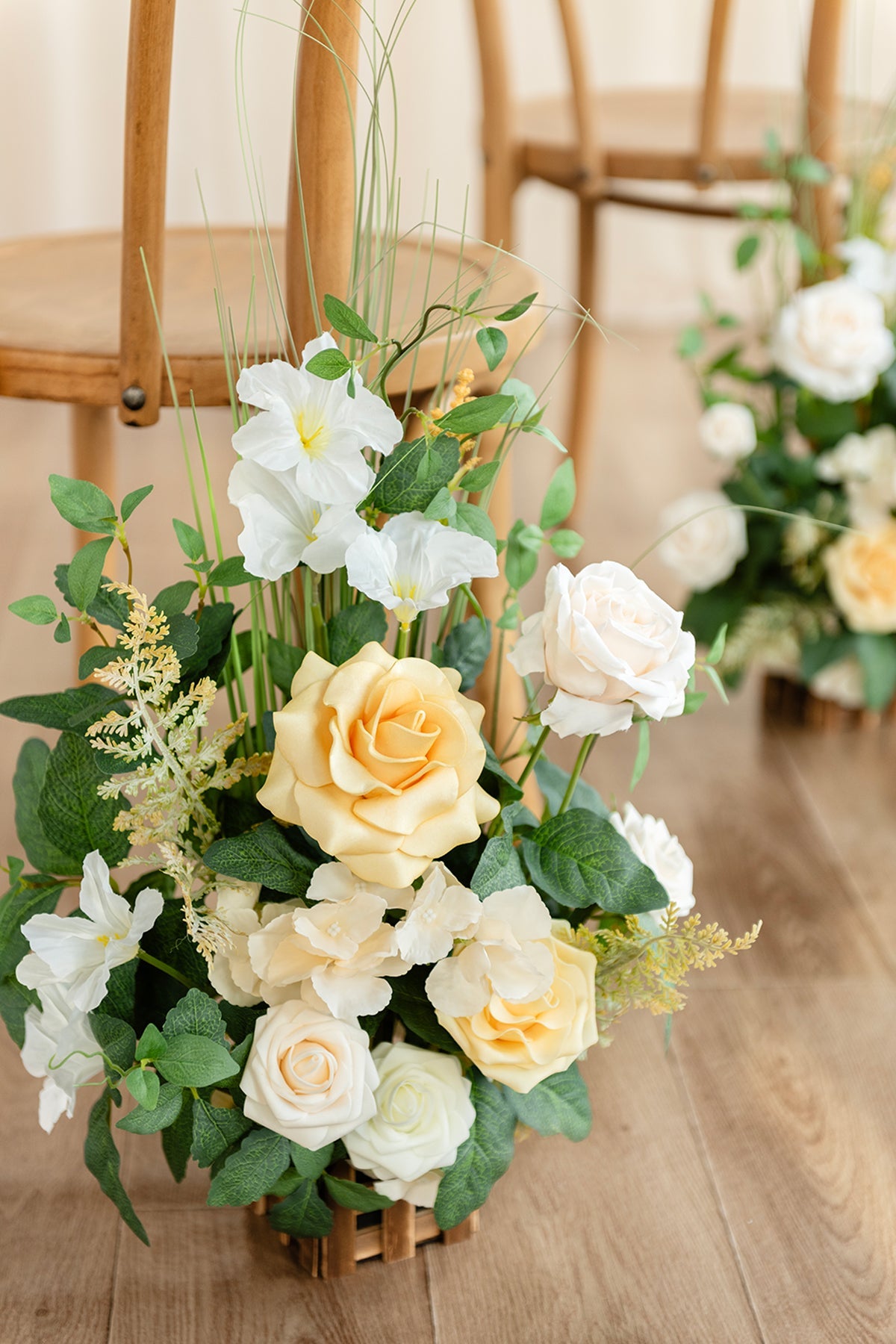 Wedding Aisle Runner Flower Arrangement in Lemonade Yellow