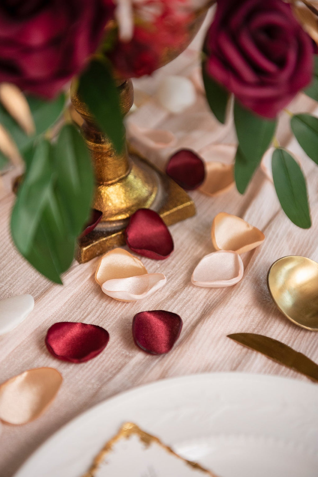 Silk Rose Petals in Glamour Burgundy