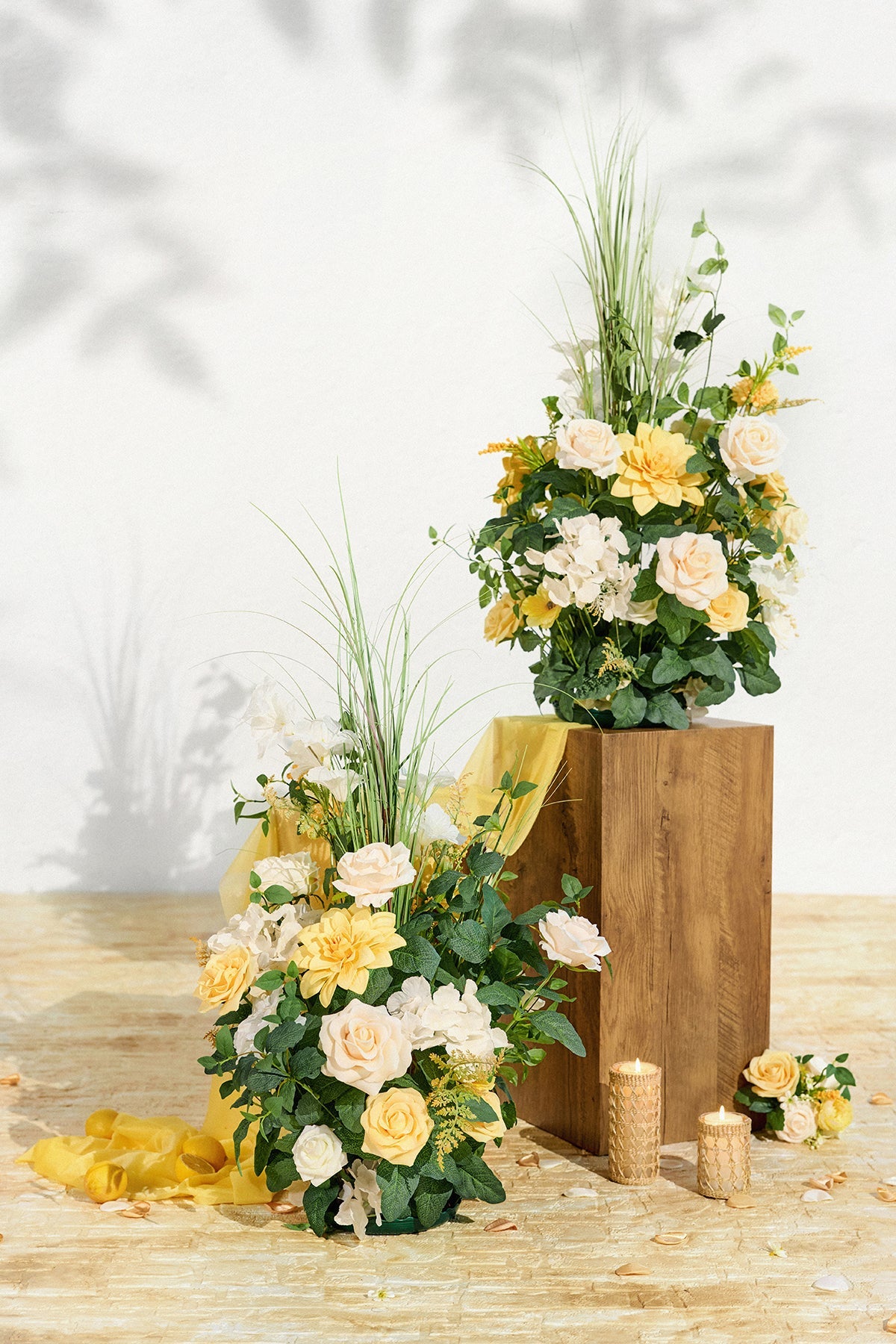 Altar Decor Free-Standing Flowers in Lemonade Yellow