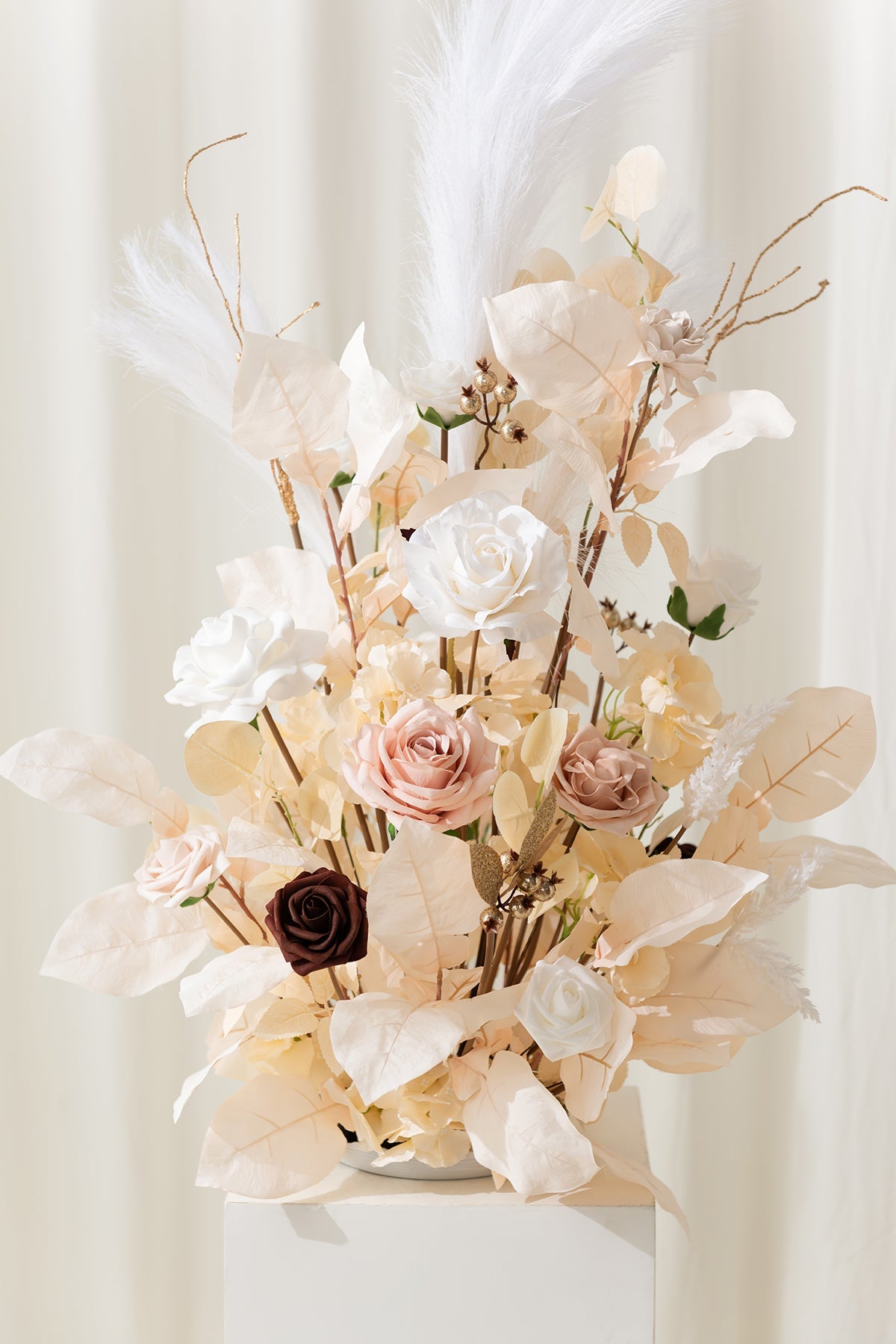 Altar Decor Free-Standing Flowers in White & Beige | Clearance
