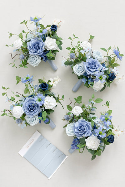 Bridesmaid Bouquets in Timeless French Blue & White