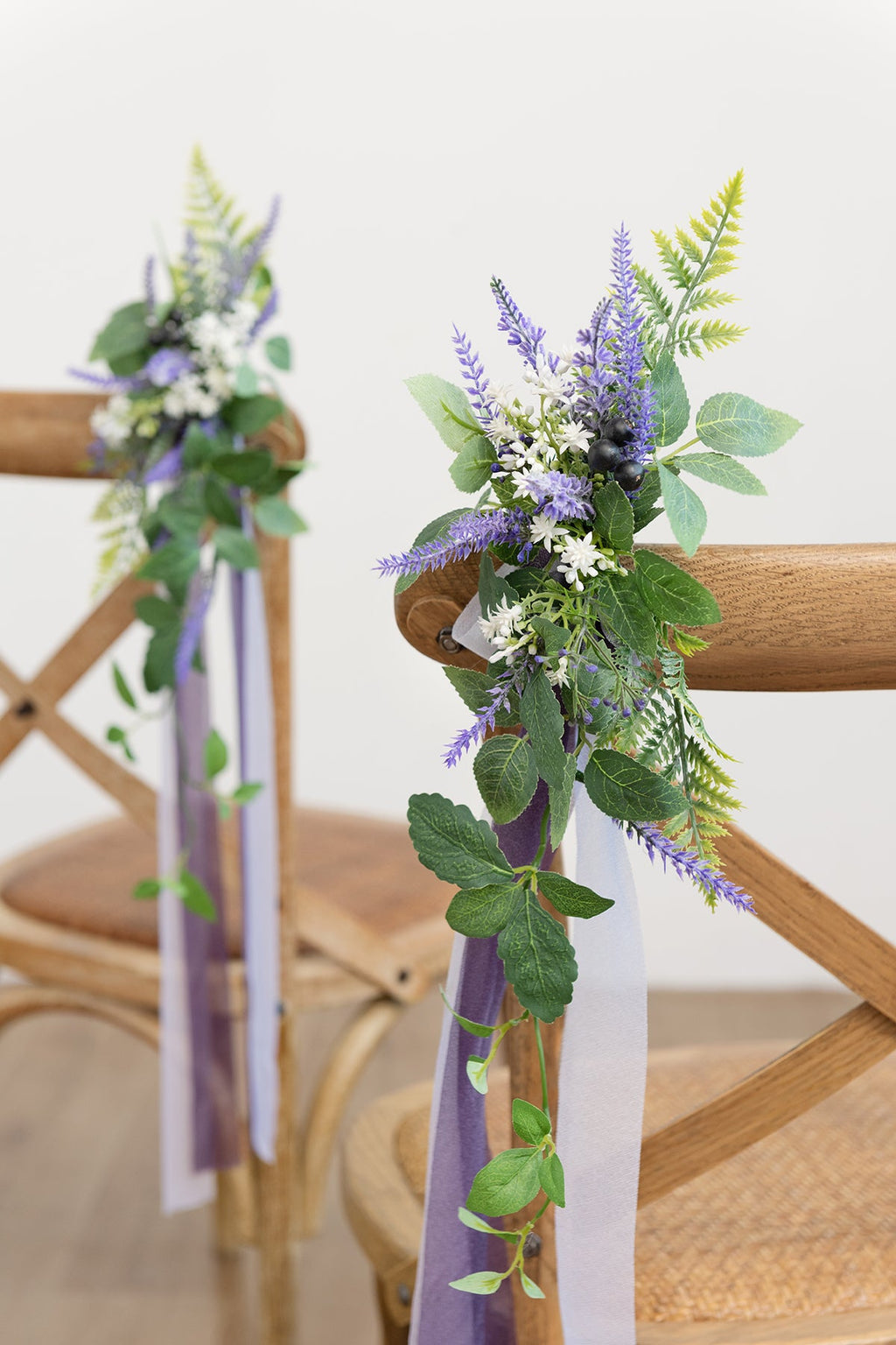 Wedding Aisle Decoration Pew Flowers in French Lavender & Plum