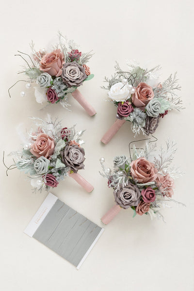 Bridesmaid Bouquet in Dusky Rose & Silver | Clearance
