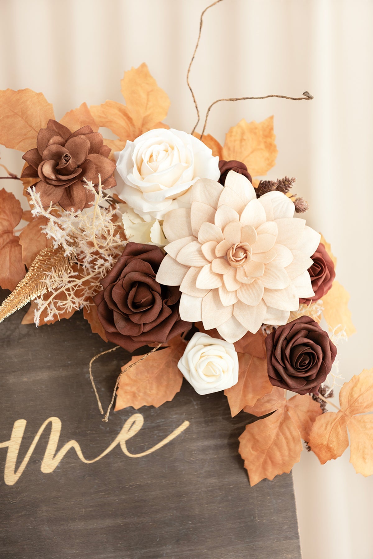 Deluxe Combo Set Flower Sign Decor in Rust & Sepia