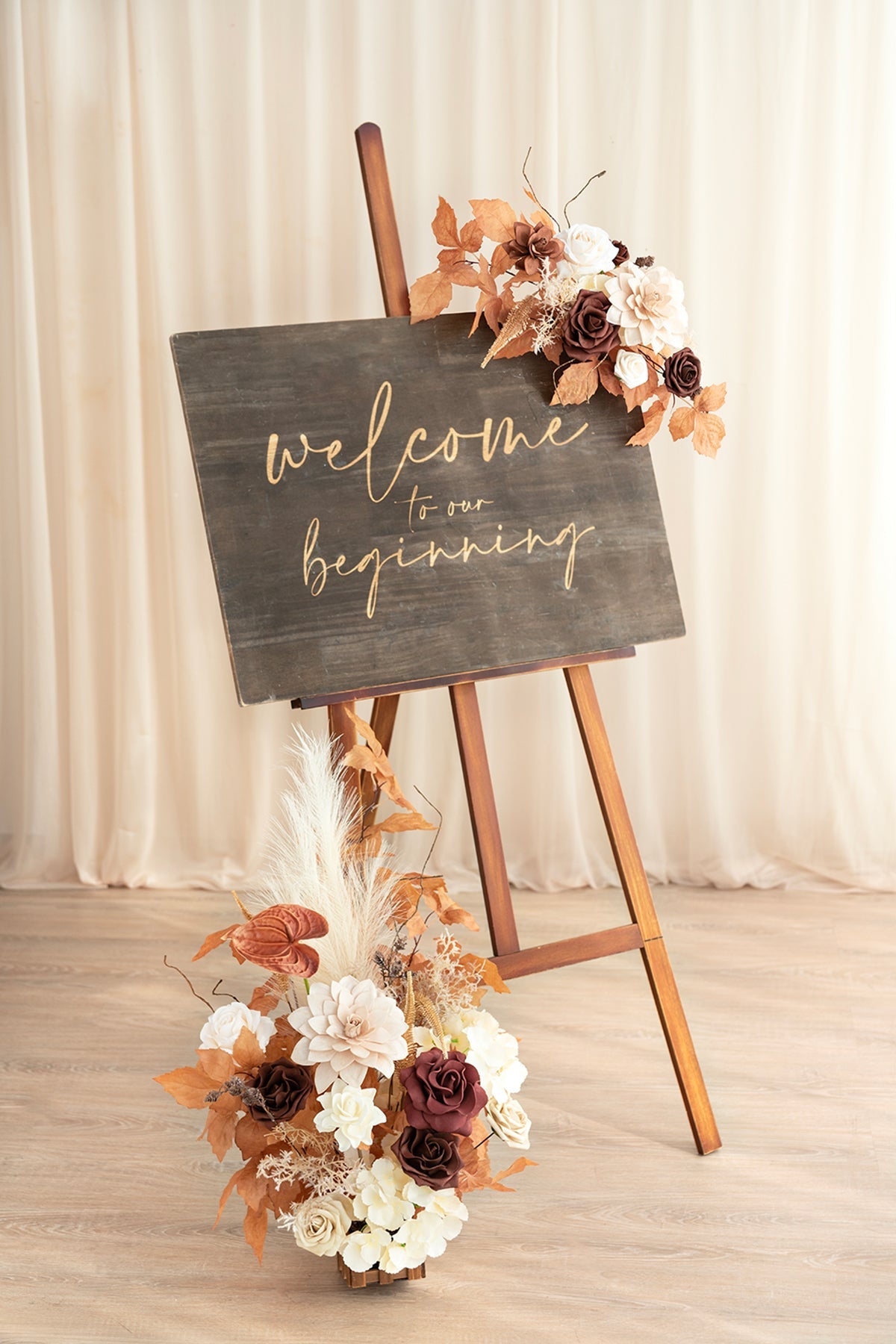 Deluxe Combo Set Flower Sign Decor in Rust & Sepia