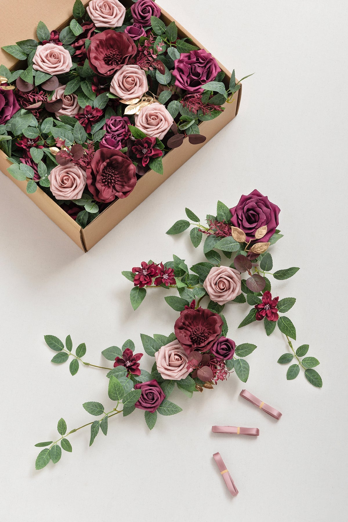 1.8ft Flower Garlands in Romantic Marsala