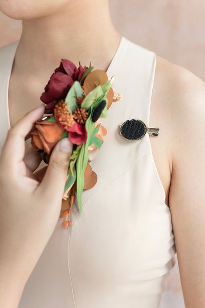 Wrist and Shoulder Corsages in Sunset Terracotta