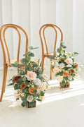 Wedding Aisle Runner Flower Arrangements in Sunny Peach & Apricot