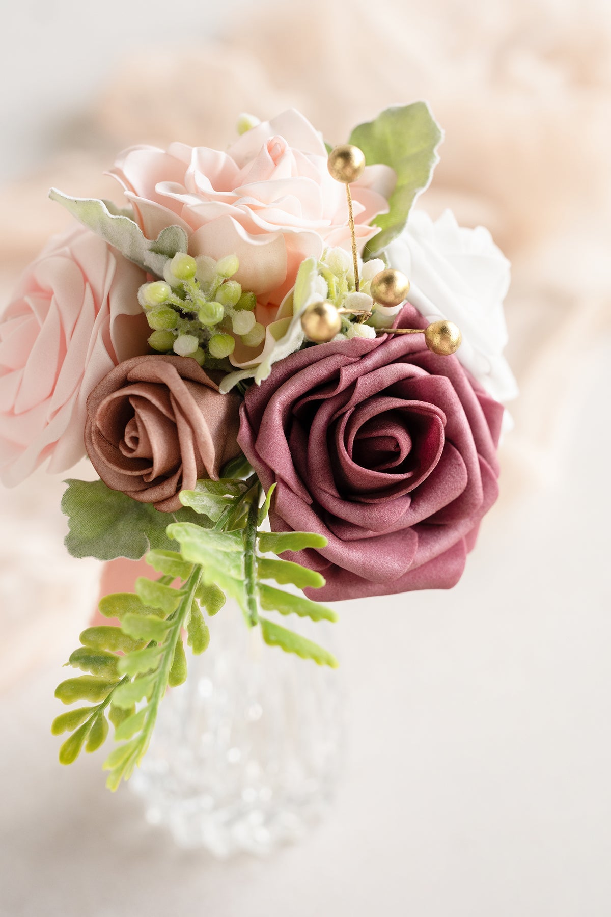 Mini Premade Flower Centerpiece Set in Dusty Rose & Cream