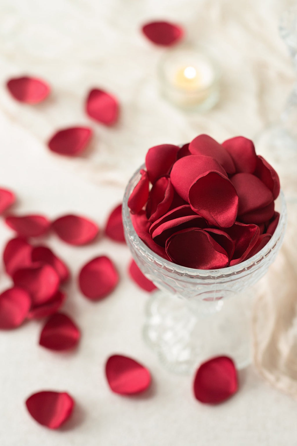 Silk Rose Petals in Red